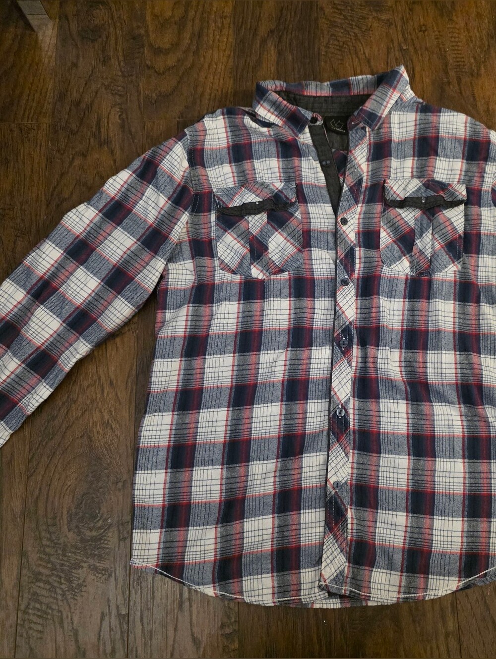 burnside Men's Plaid Button-Down Shirt in Navy, White & Red